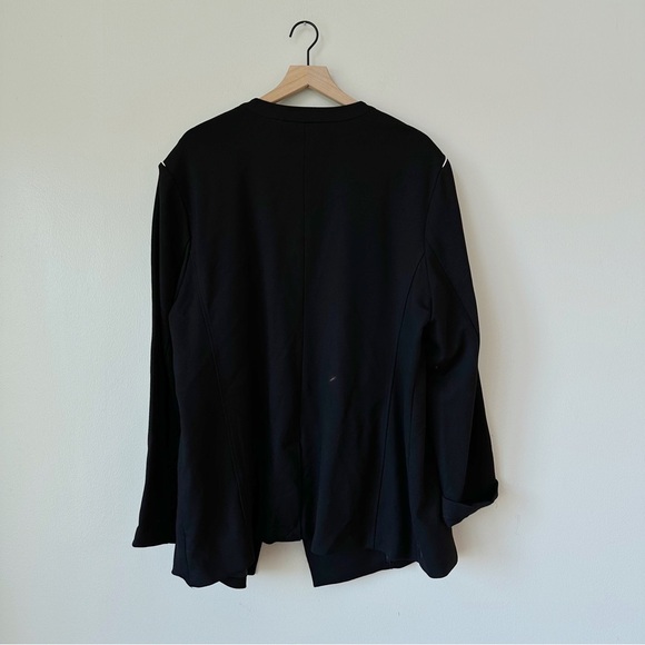 Amanda & Chelsea Black One Button White Piped Ponte Knit Blazer Jacket - Picture 6 of 7